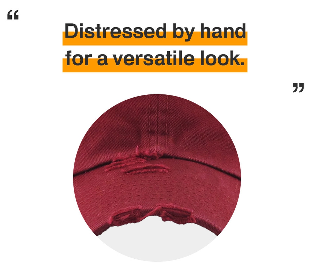 Maroon Distressed Vintage Baseball Cap Front View